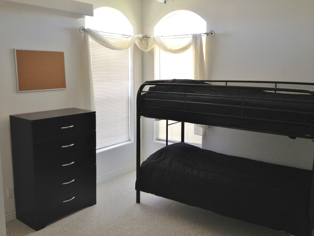 Bunk beds in dorm room.
